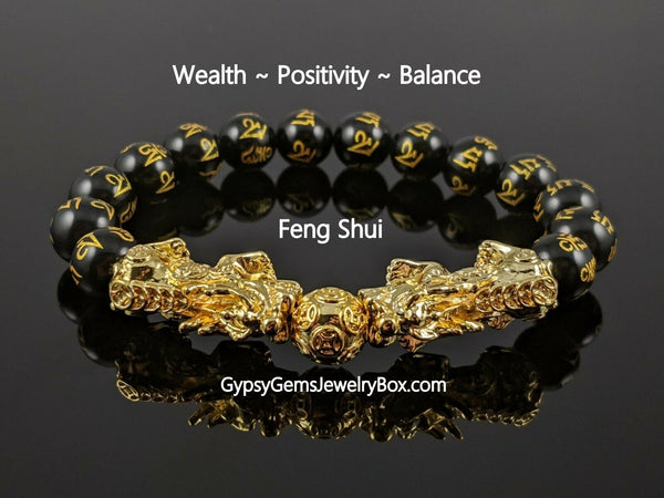 Mens Antique Silver Plated Feng Shui Pixiu Skull Charm Bracelet With Six  Word Mantra Beads Mascot Amulet Jewelry From Qytyo, $23.82 | DHgate.Com